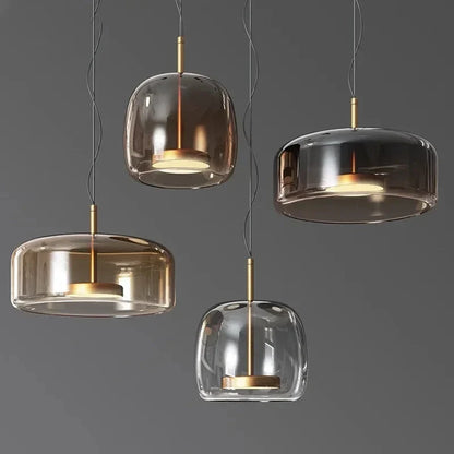 Glass dome pendant lights in different sizes and finishes