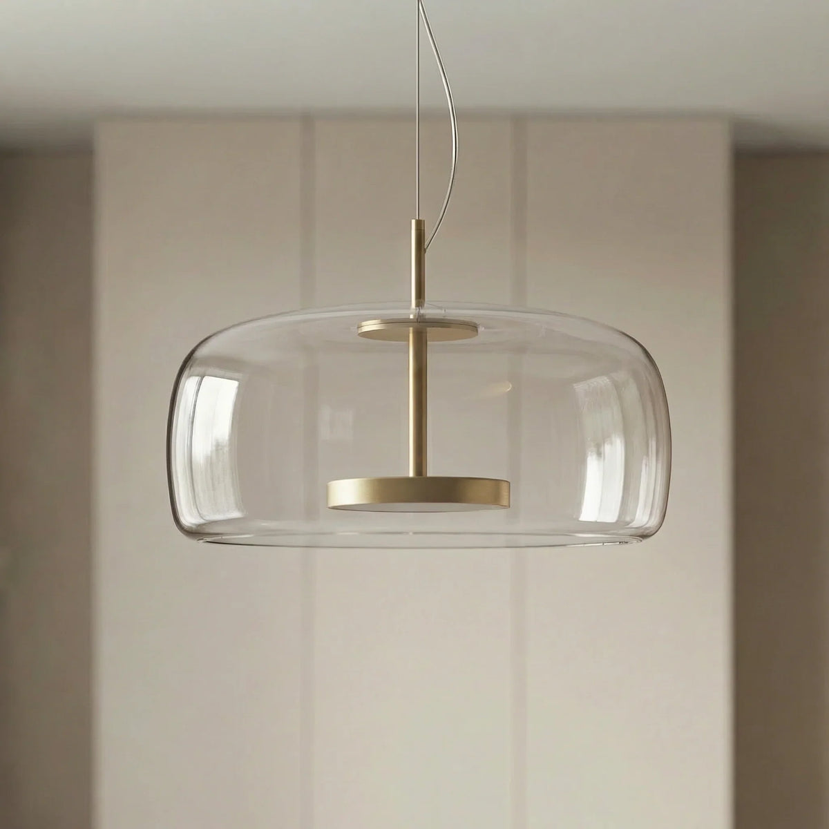 Clear wide glass dome pendant light