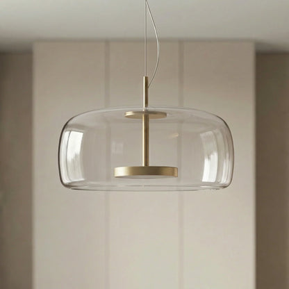 Clear wide glass dome pendant light