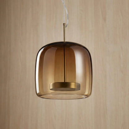 Dark amber glass pendant with a rounded dome shade