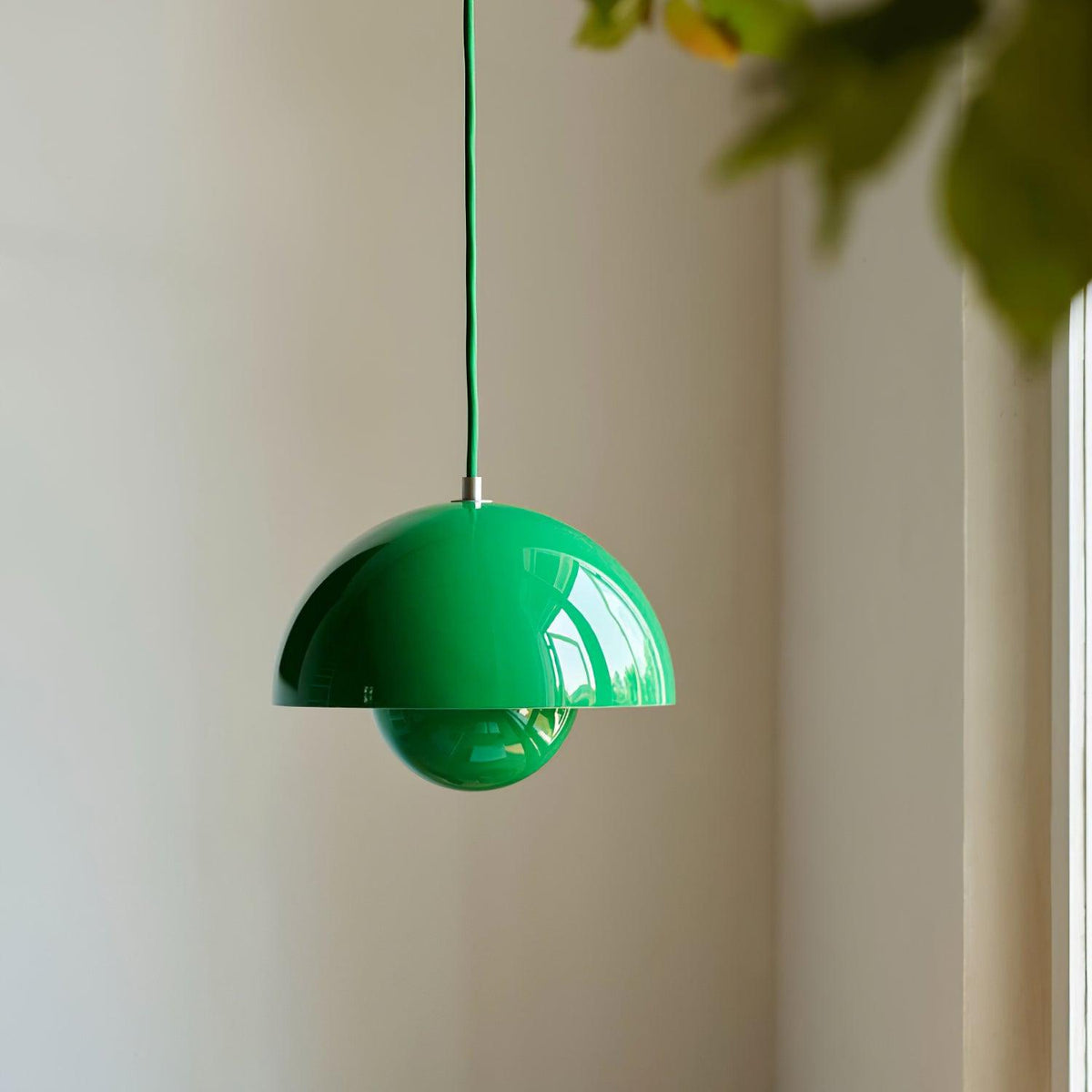 Green dome pendant light