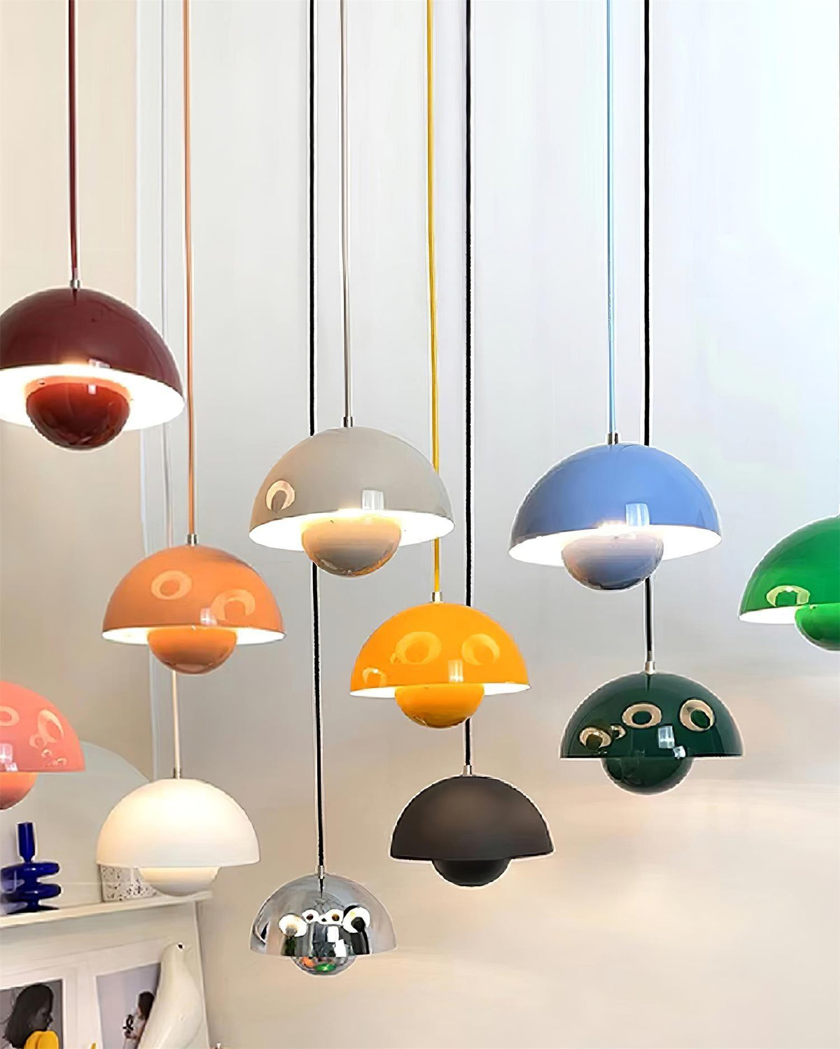 Dome pendant lights in assorted colours