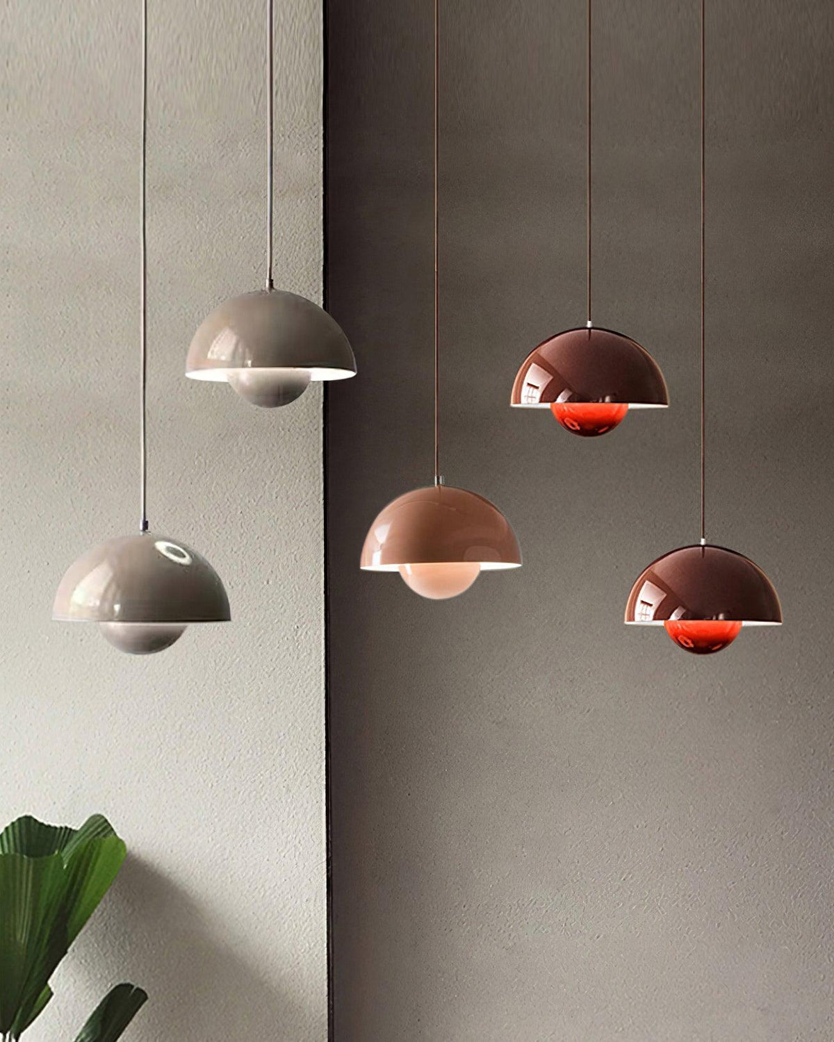 Dome pendants in assorted muted colours