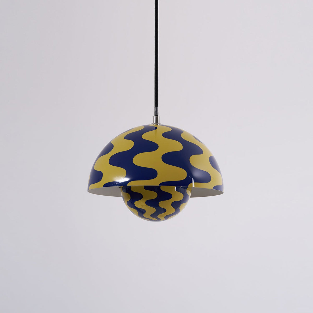 Blue and yellow patterned dome pendant