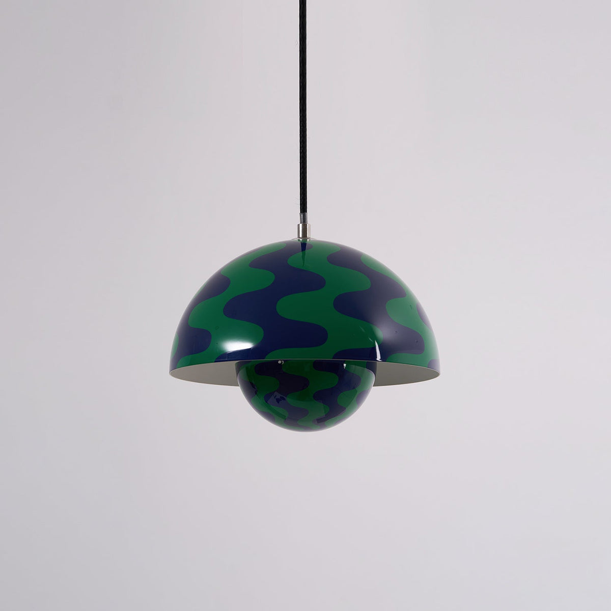 Blue and green patterned dome pendant