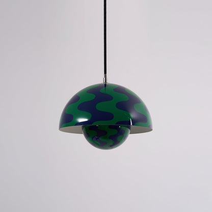 Blue and green patterned dome pendant