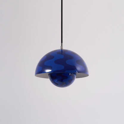 Blue patterned dome pendant