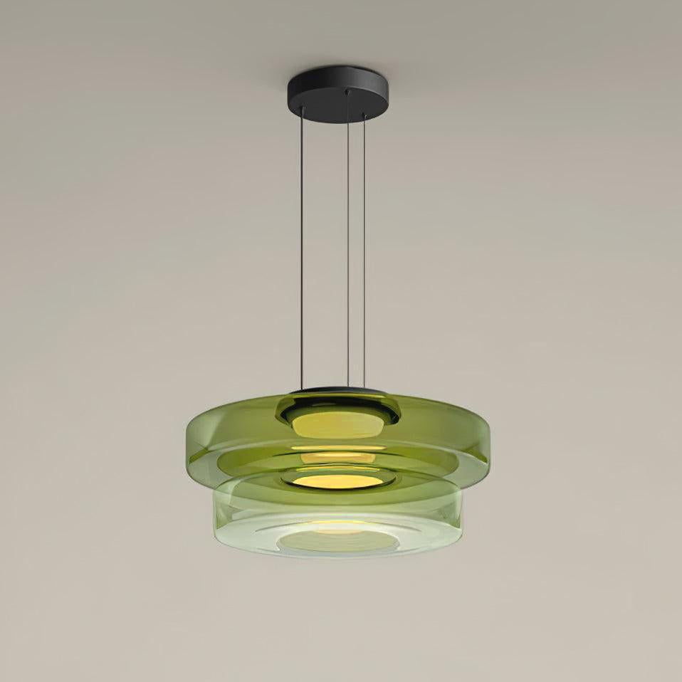 Double-layer green glass pendant light