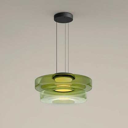 Double-layer green glass pendant light