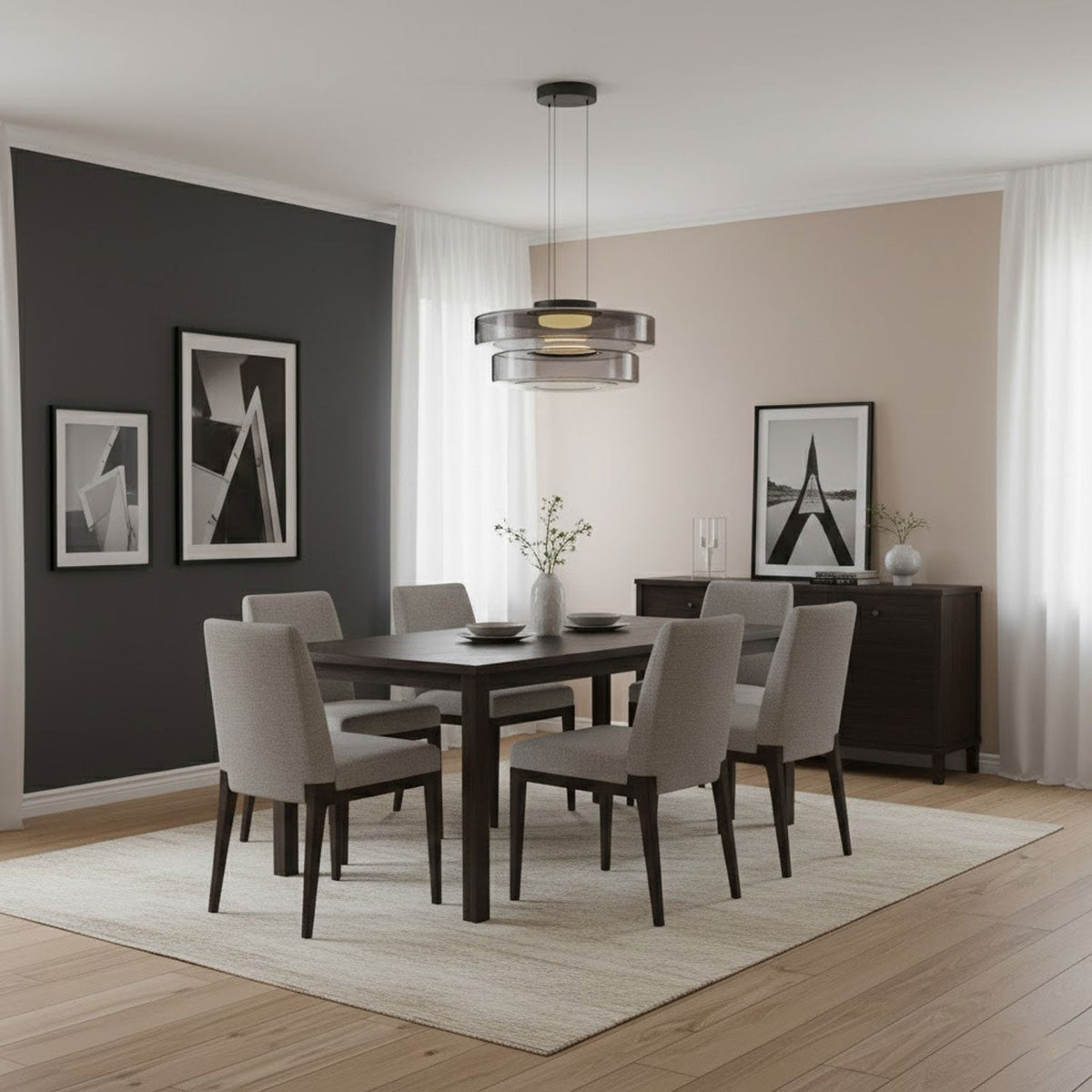 Double-layer smoke grey glass pendant light