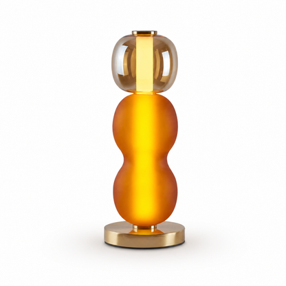 Orange and amber stacked glass table lamp