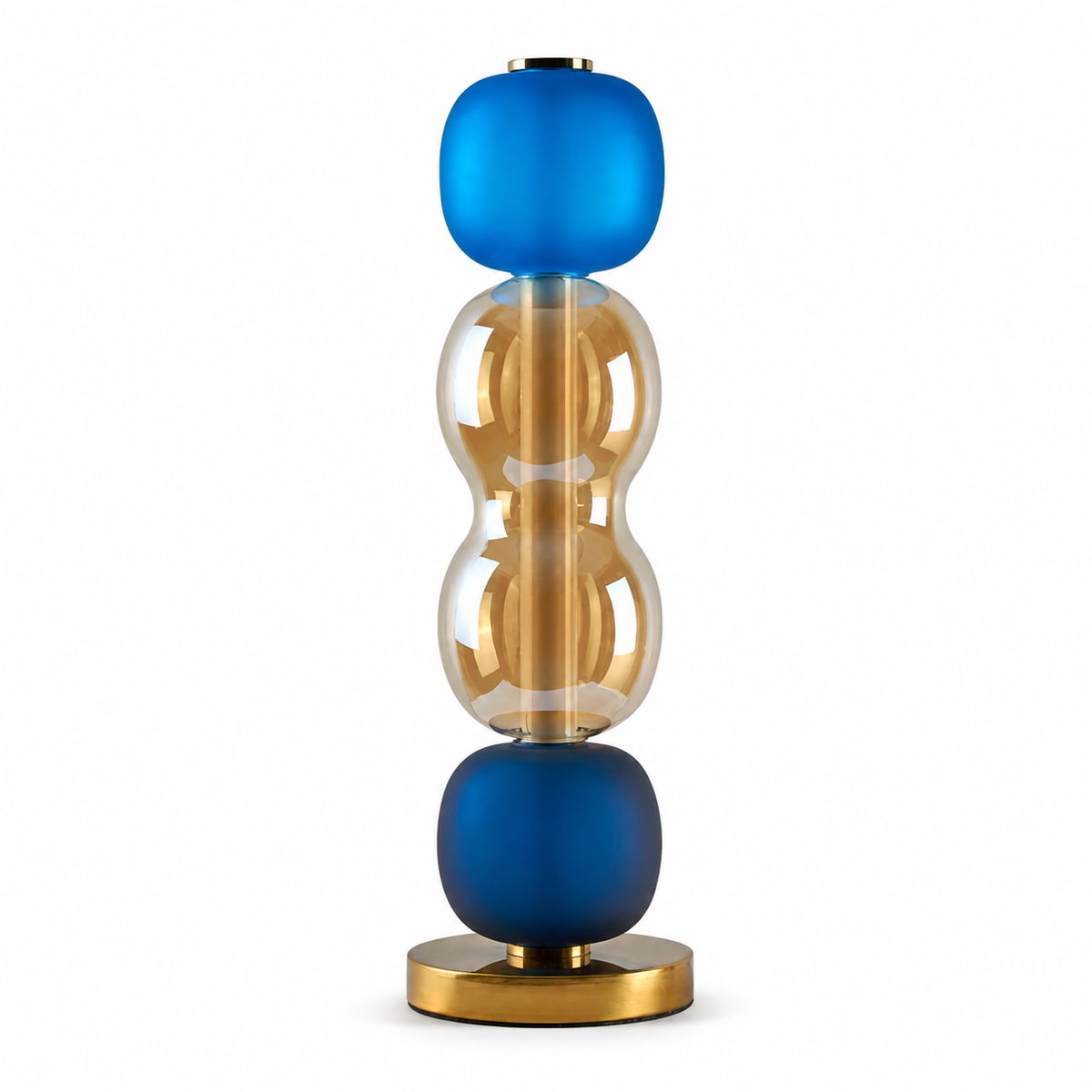 Blue and amber glass table lamp