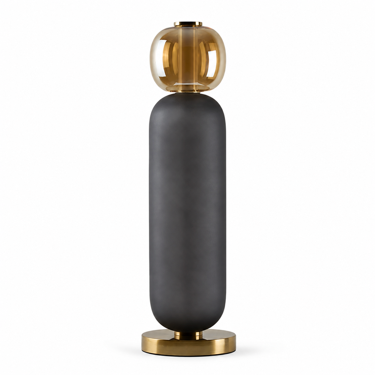 Smoky grey and amber stacked table lamp