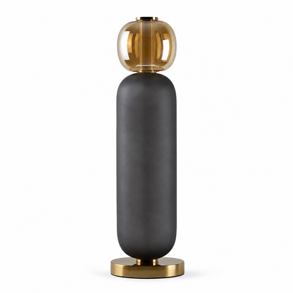 Smoky grey and amber stacked table lamp