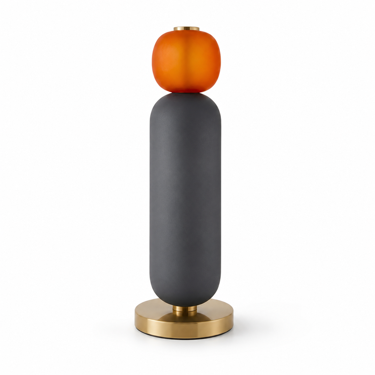 Smoky grey and orange globe table lamp