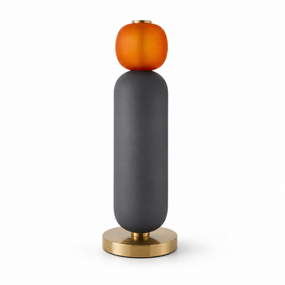 Smoky grey and orange globe table lamp