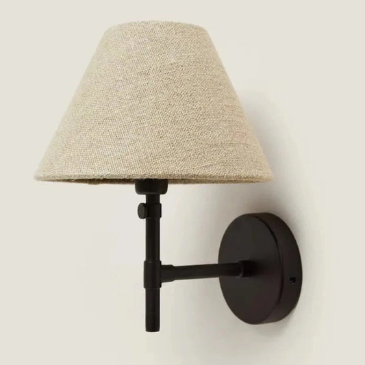 Fabric Wall Light with Tapered Shade and Black Arm — product view 1