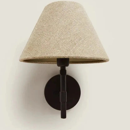 Fabric Wall Light with Tapered Shade and Black Arm — product view 2