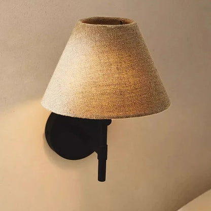 Fabric Wall Light with Tapered Shade and Black Arm — product view 6