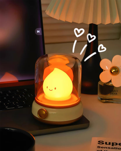 Green lantern-style LED bedside lamp with glowing flame-shaped light 20