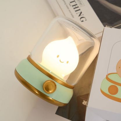 Green lantern-style LED bedside lamp with glowing flame-shaped light 32
