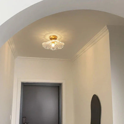 Clear floral glass flush mount ceiling light