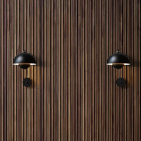 Pair of black double-dome wall lamps