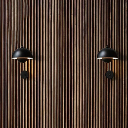 Pair of black double-dome wall lamps