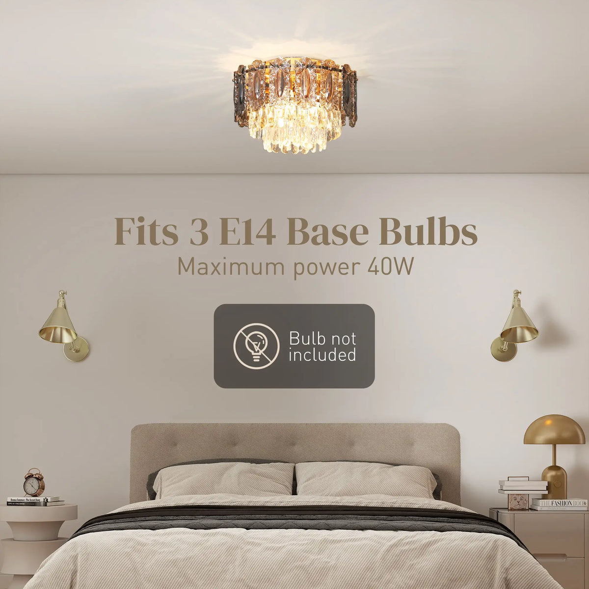 Crystal chandelier with three E14 fittings