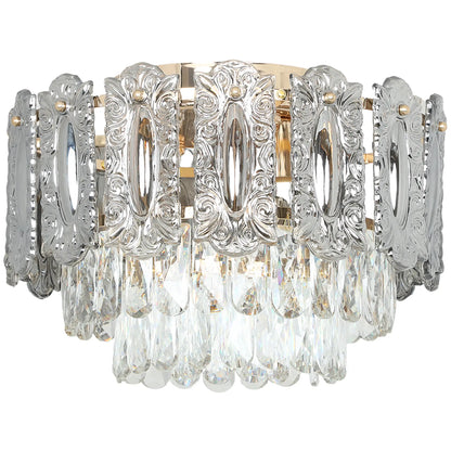 Side view of the crystal flush mount chandelier