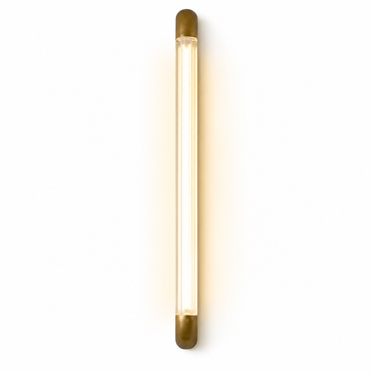 Fluted glass tube LED wall light with rounded ends