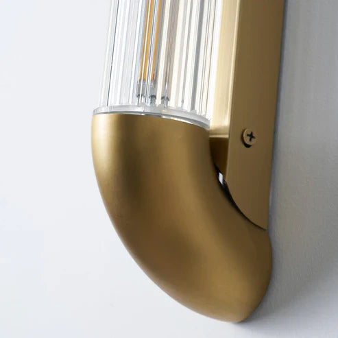 Curved lower support on glass tube wall light