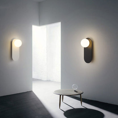 Frosted Globe Wall Light with Slim Oval Base