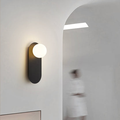 Frosted Globe Wall Light with Slim Oval Base