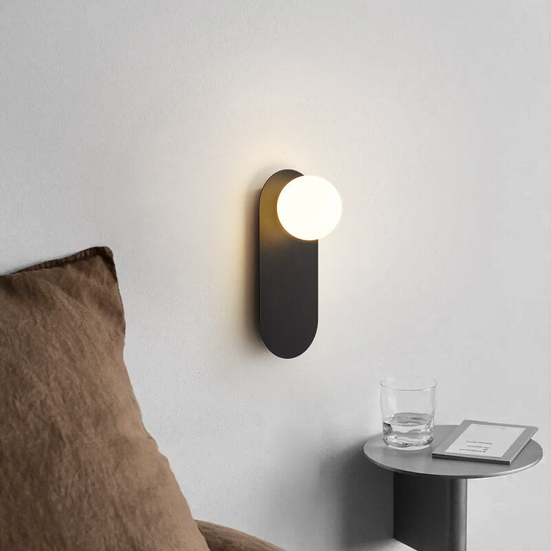 Frosted Globe Wall Light with Slim Oval Base