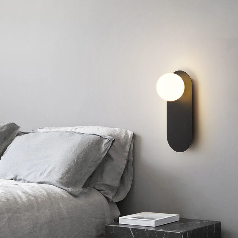 Frosted Globe Wall Light with Slim Oval Base