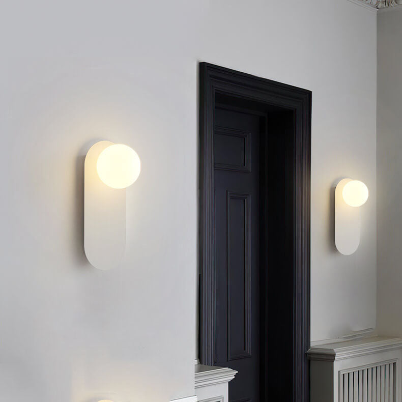 Frosted Globe Wall Light with Slim Oval Base