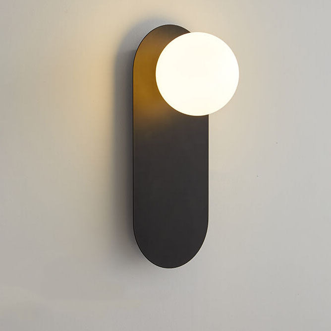 Frosted Globe Wall Light with Slim Oval Base