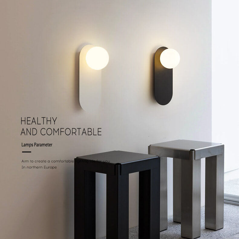 Frosted Globe Wall Light with Slim Oval Base