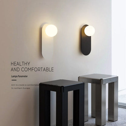 Frosted Globe Wall Light with Slim Oval Base