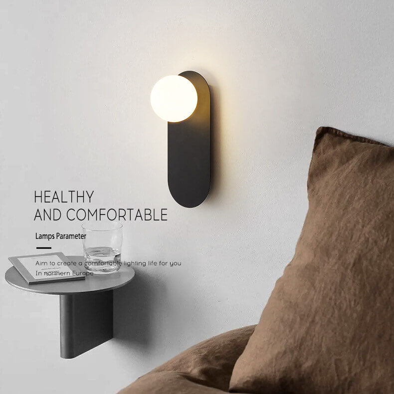 Frosted Globe Wall Light with Slim Oval Base
