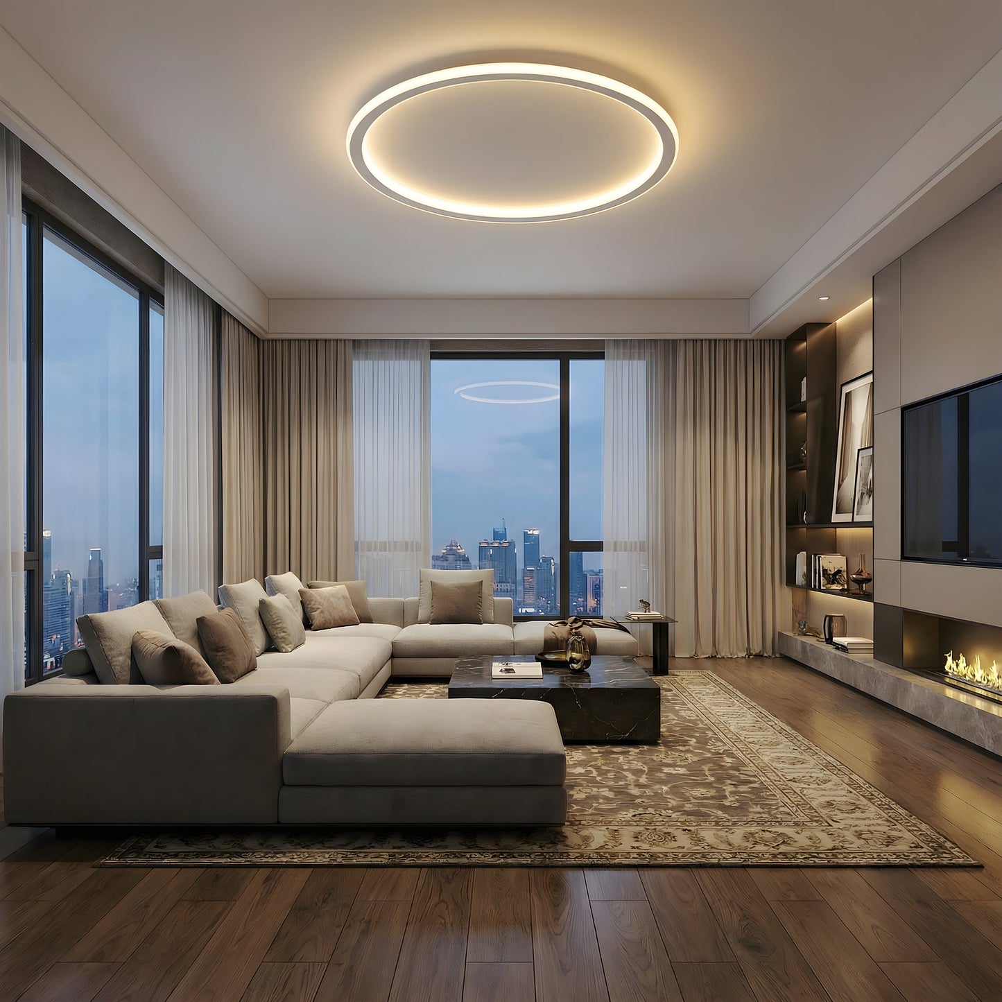 Round Scandi Aluminium LED Ceiling Light