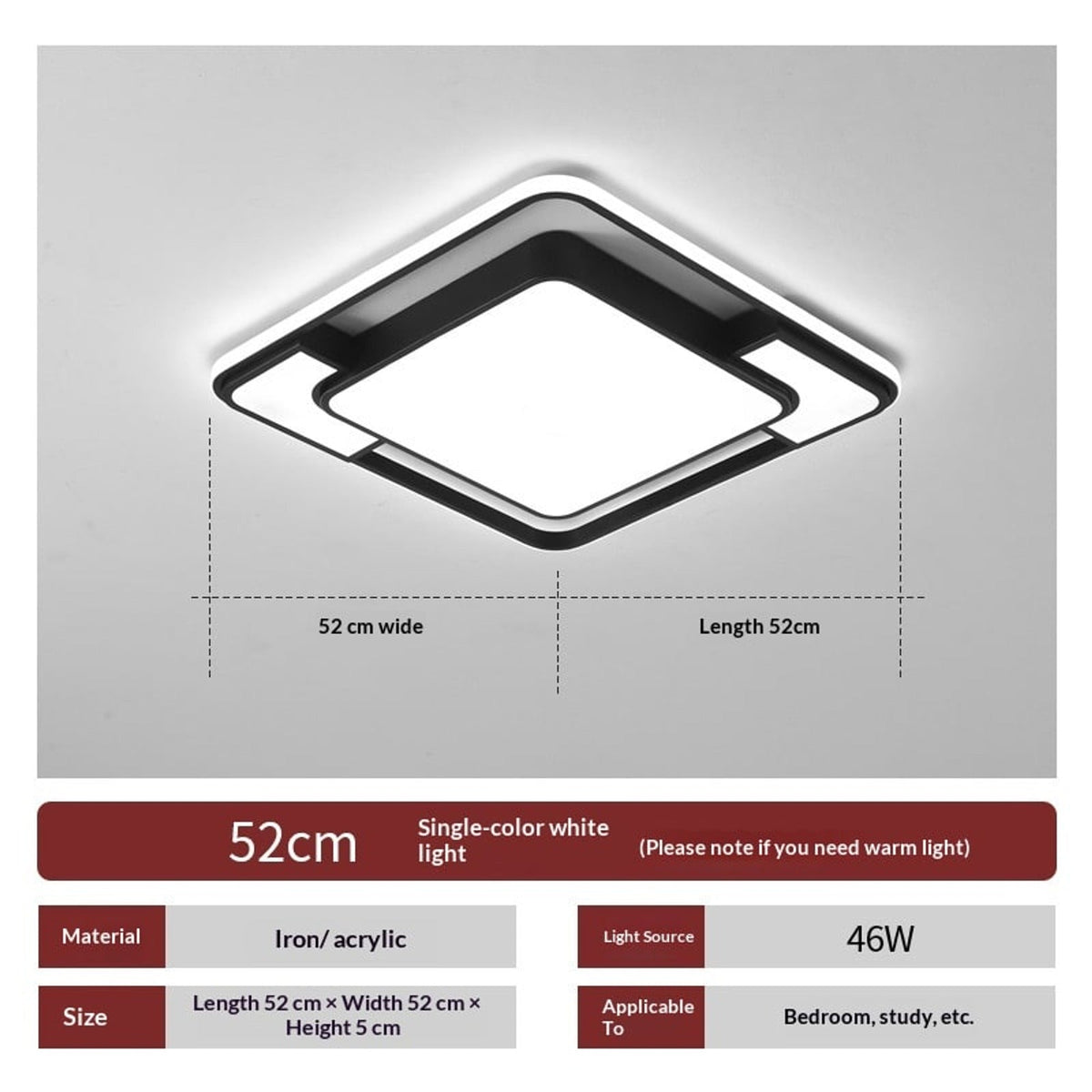 Geometric LED Ceiling Light with Layered Frame