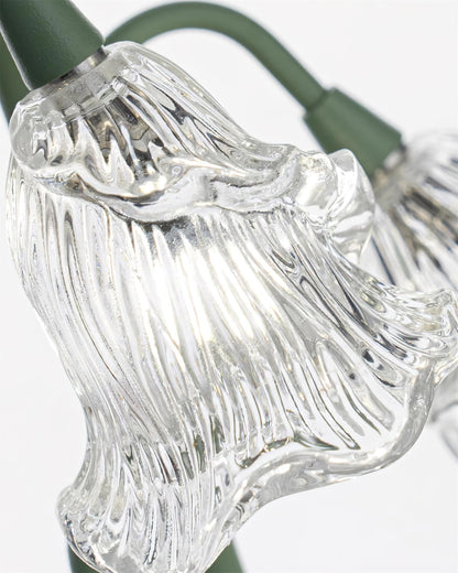 Close-up of fluted glass flower shade