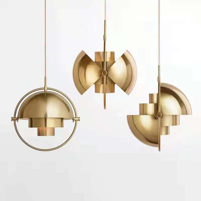 Gold metal pendant light with E27 fitting