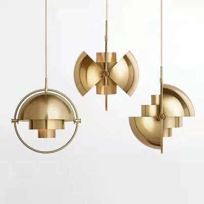 Gold metal pendant light with E27 fitting