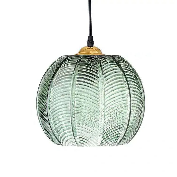 Green glass pendant light in 15cm 20cm and 25cm sizes