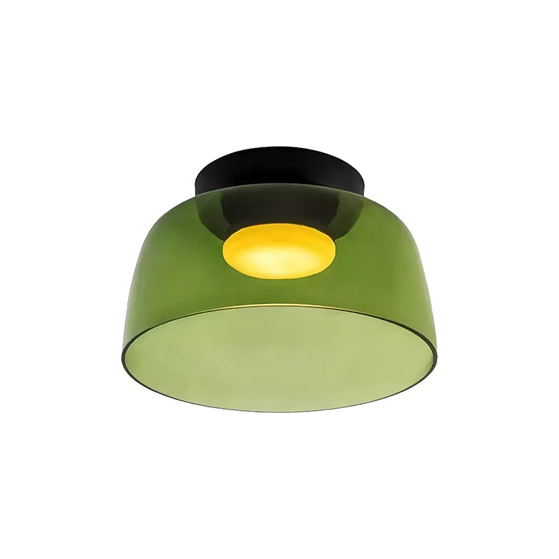 Green layered glass ceiling light, Ø32 × H16 cm