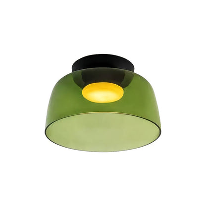 Green layered glass ceiling light, Ø32 × H16 cm