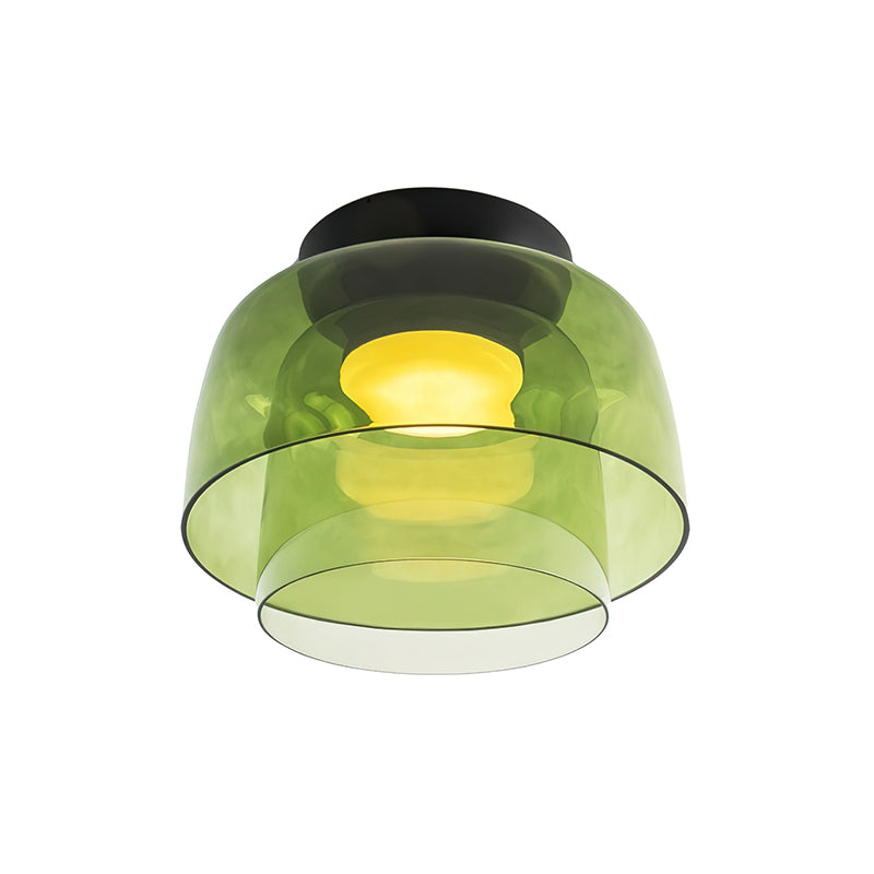 Green layered glass ceiling light, Ø32 × H24 cm